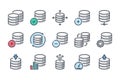 Database related color line icon set. Royalty Free Stock Photo